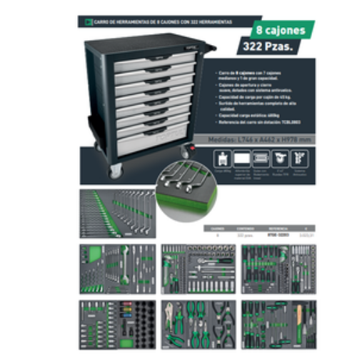 GABINETE DE HERRAMIENTAS 322 PZS TOPTUL