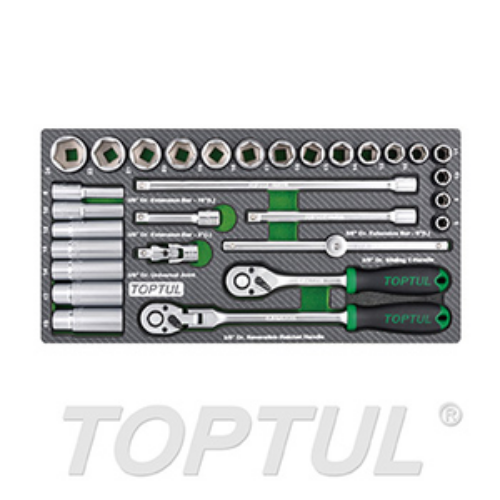 JUEGO DE DADOS M DE 3/8″ ORGANIZADOR 30 PZS TOPTUL