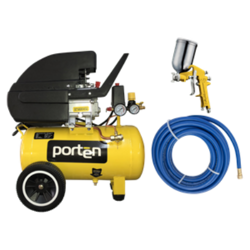 COMPRESOR DE 2HP TANQUE 24 LTRS CON PISTOLA Y MANGUERA PORTEN