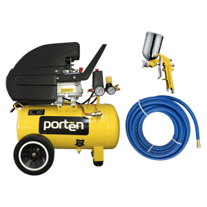 COMPRESOR DE 2HP TANQUE 24 LTRS CON PISTOLA Y MANGUERA PORTEN