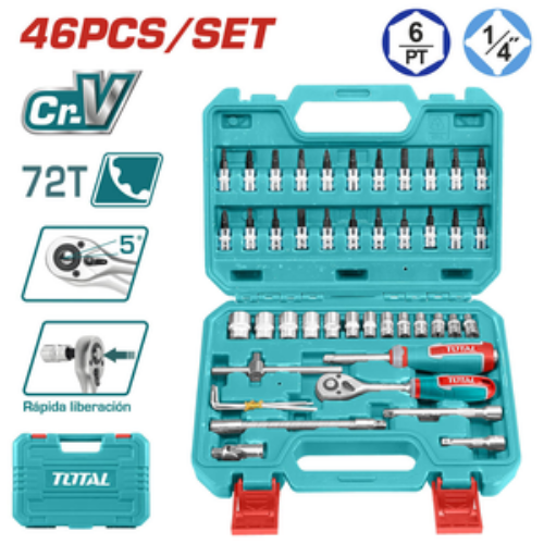 JGO DE DADOS M1/4″ 46PZS TOTAL