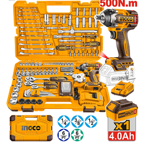 JGO. HERRAMIENTAS 152 PIEZA C/LLAVE DE IMPACTO 500N.M INGCO